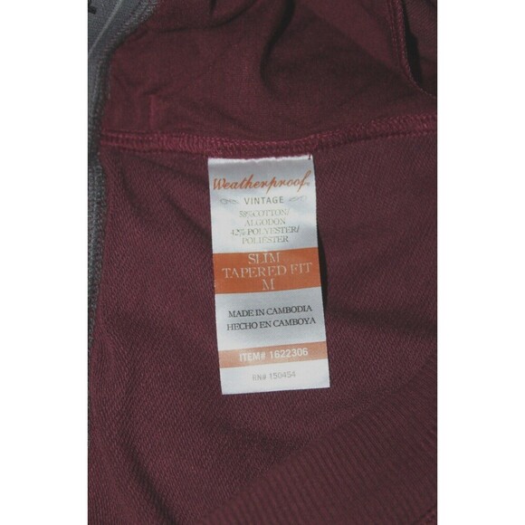 Weatherproof Vintage 1948 Mens Sweat Pants Maroon Drawstring Pockets Slim Fit M - Picture 6 of 7